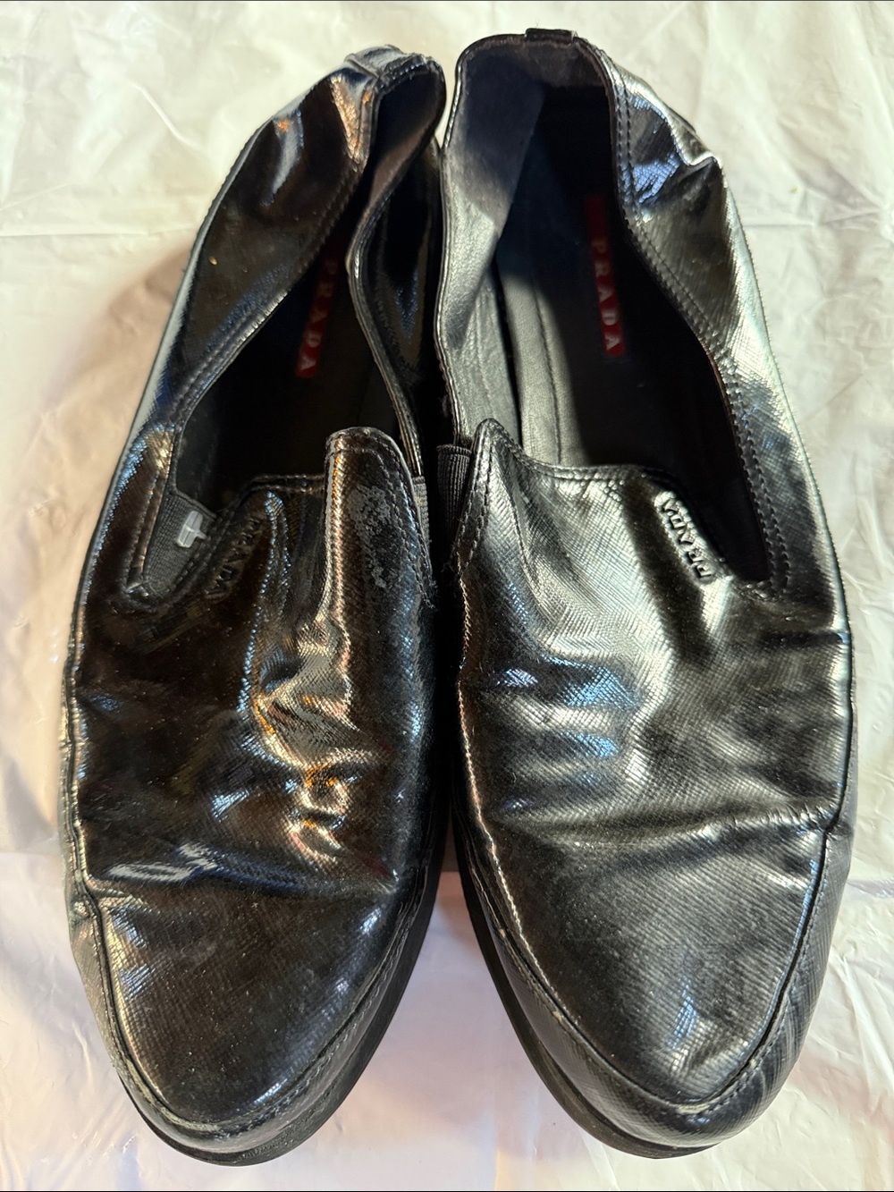 Prada Black Patent Leather Slip-On Loafers